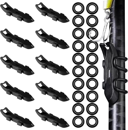 10PCS Lure Magnetic Hooker, Automatic Hook Keeper for Fishing Rod, Hook Holder with 2 Sizes Rubber Rings V1259-DP01-A-4246