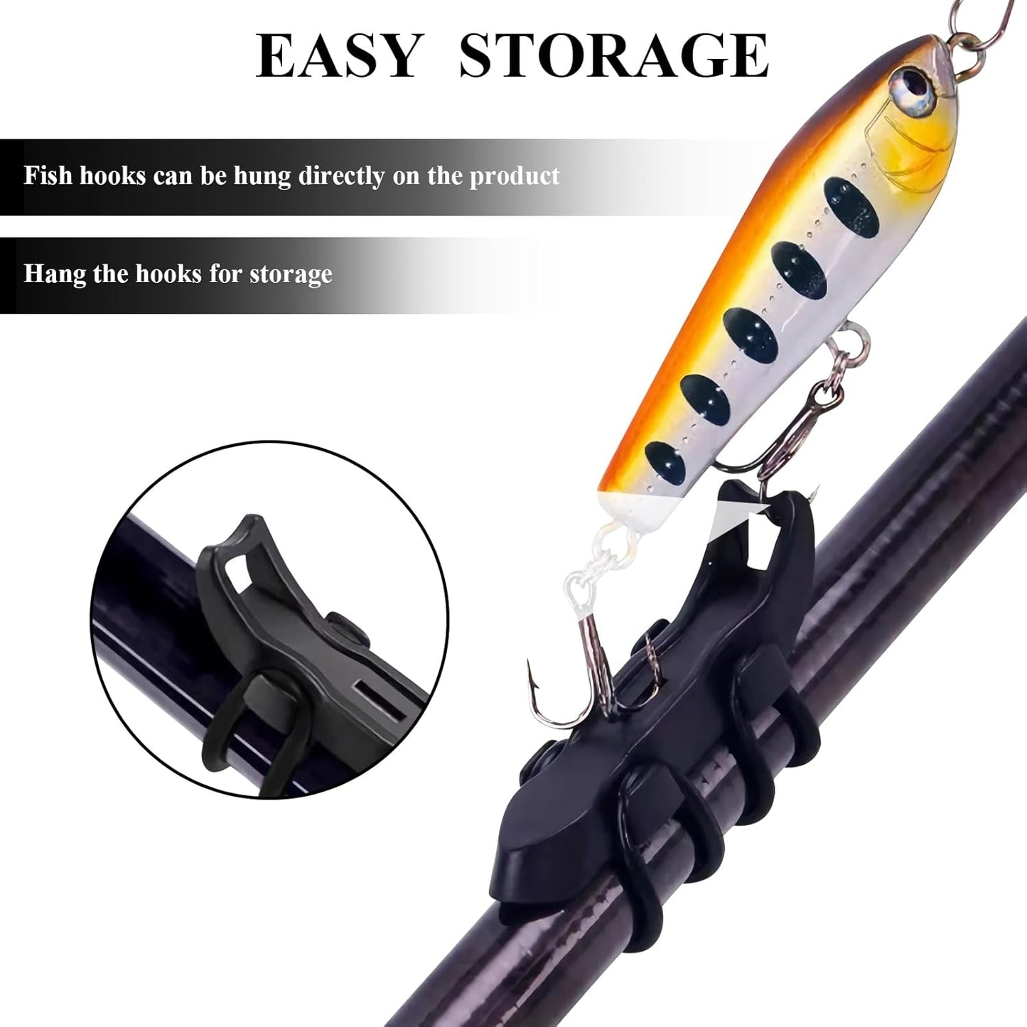 10PCS Lure Magnetic Hooker, Automatic Hook Keeper for Fishing Rod, Hook Holder with 2 Sizes Rubber Rings V1259-DP01-A-4246
