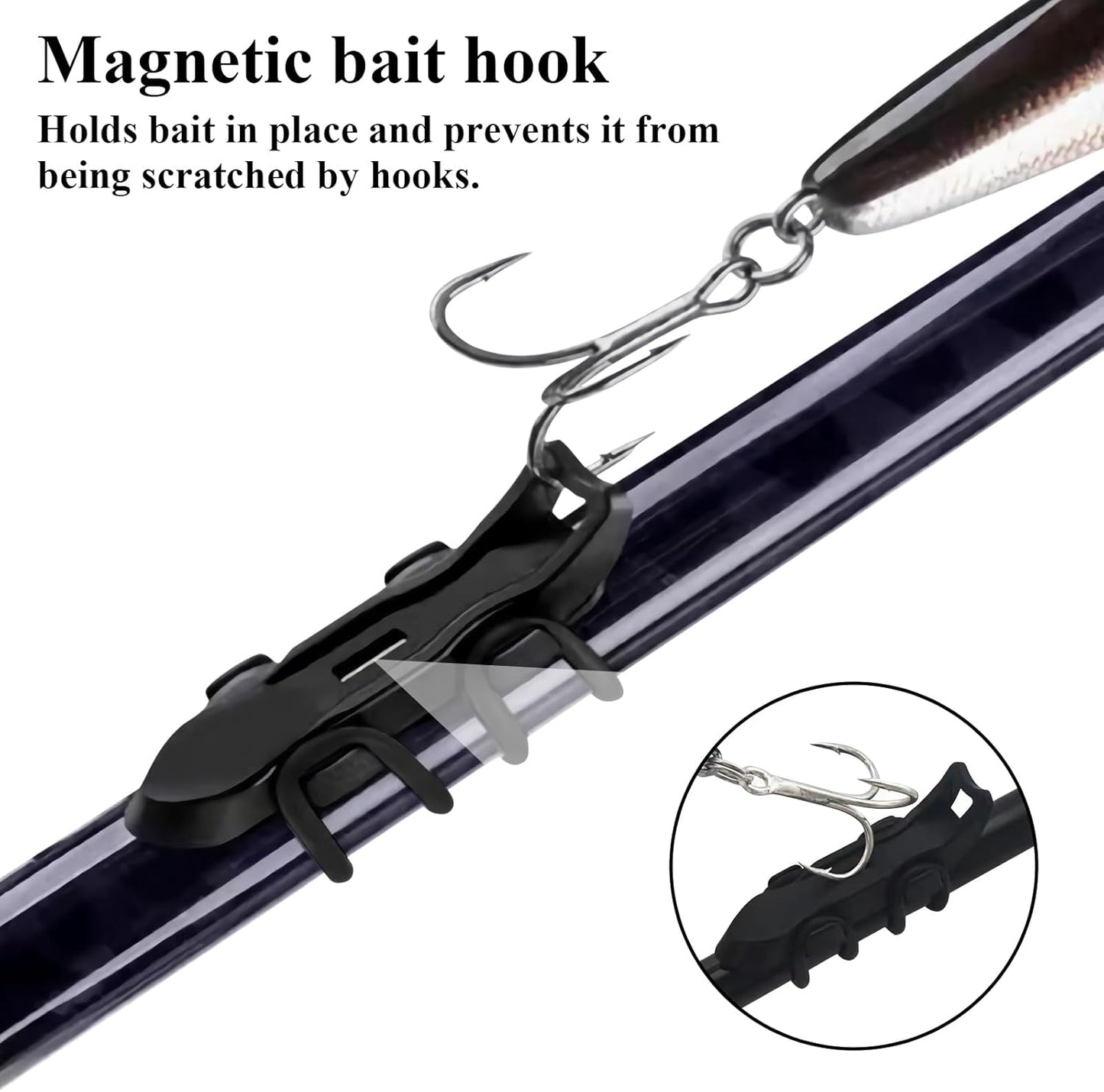 10PCS Lure Magnetic Hooker, Automatic Hook Keeper for Fishing Rod, Hook Holder with 2 Sizes Rubber Rings V1259-DP01-A-4246