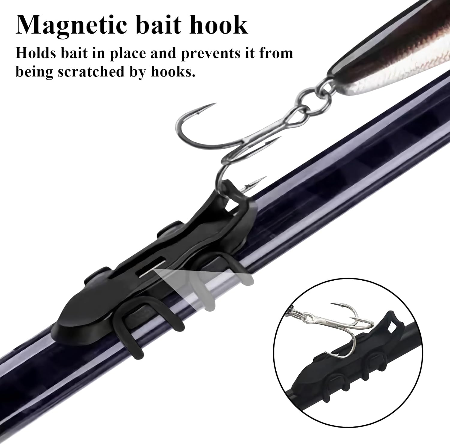 10PCS Lure Magnetic Hooker, Automatic Hook Keeper for Fishing Rod, Hook Holder with 2 Sizes Rubber Rings V1259-DP01-A-4246