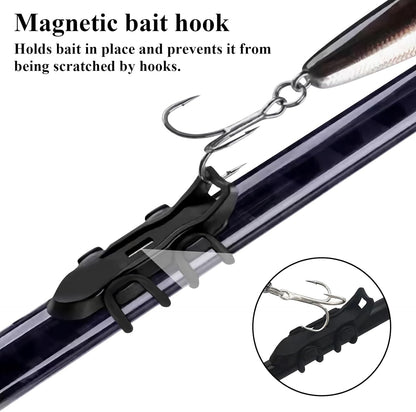 10PCS Lure Magnetic Hooker, Automatic Hook Keeper for Fishing Rod, Hook Holder with 2 Sizes Rubber Rings V1259-DP01-A-4246