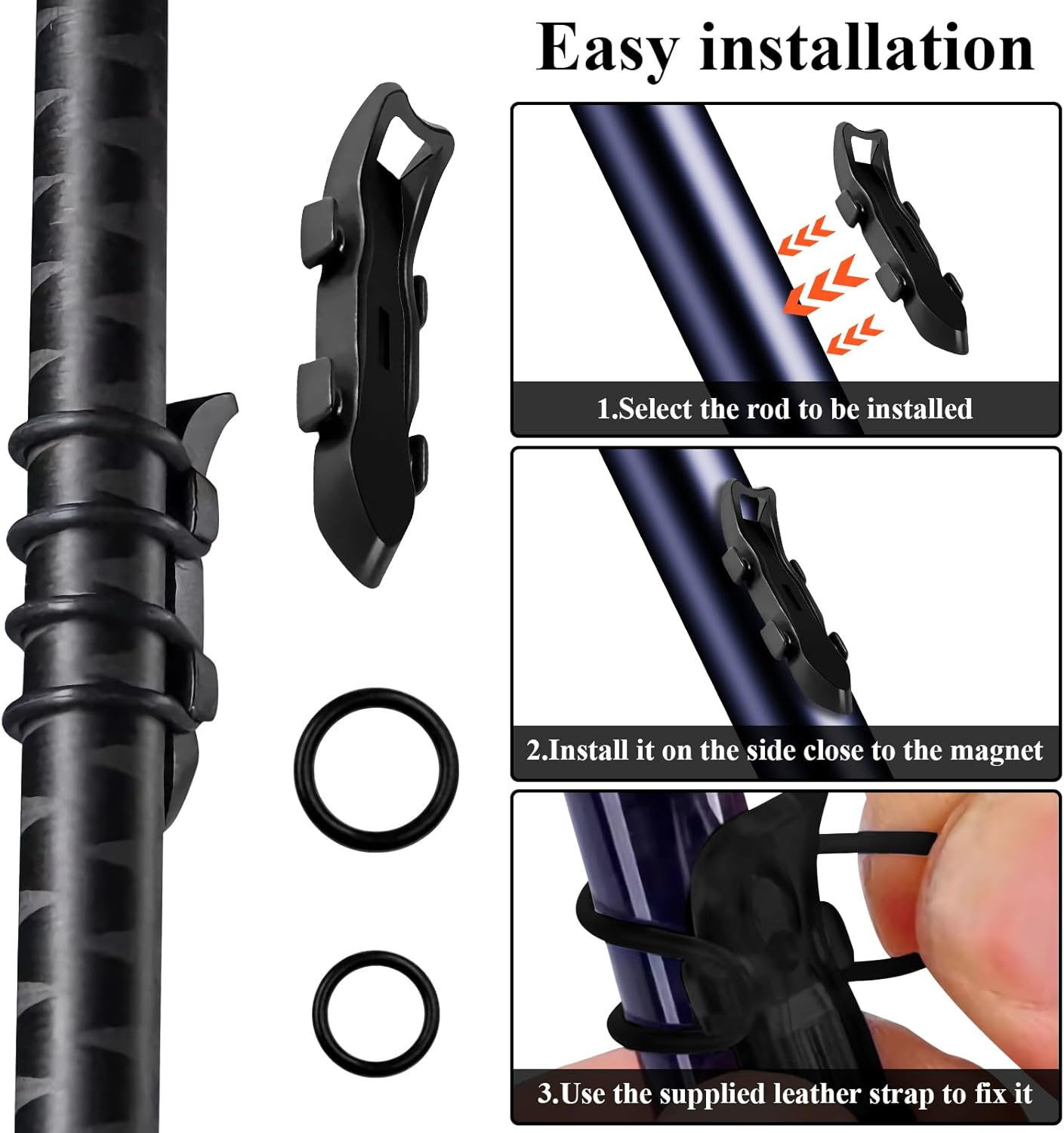 10PCS Lure Magnetic Hooker, Automatic Hook Keeper for Fishing Rod, Hook Holder with 2 Sizes Rubber Rings V1259-DP01-A-4246