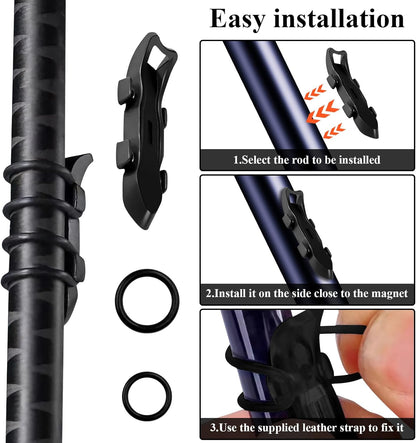 10PCS Lure Magnetic Hooker, Automatic Hook Keeper for Fishing Rod, Hook Holder with 2 Sizes Rubber Rings V1259-DP01-A-4246