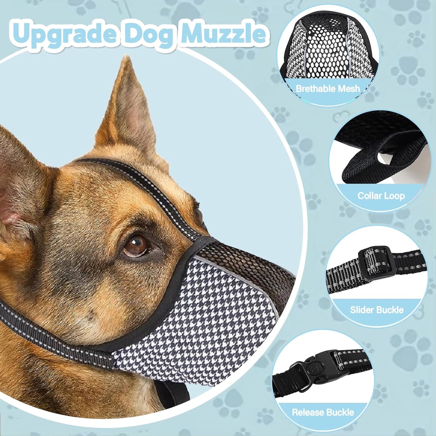 Muzzle for Small Dogs with Adjustable Straps, Breathable Mesh Small Dog Muzzle for Biting Chewing Licking V1259-DP01-A-4249