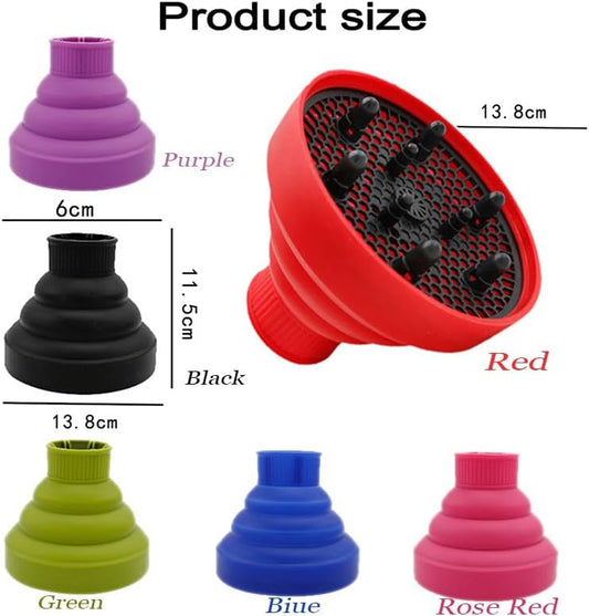 Collapsible Hair Diffuser Attachment - Portable Silicone Diffuser for Curly Hair, Fits 1.57-1.99" Nozzle V1259-DP01-A-4252