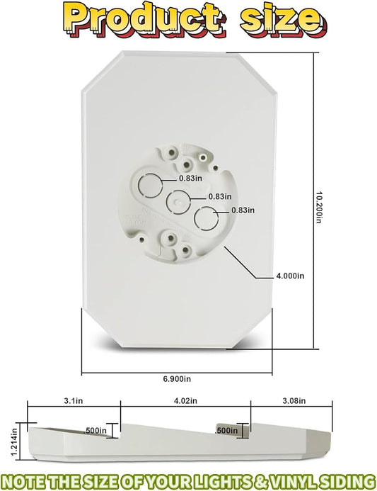 8141DBL Outdoor Mounting Plate kit with Built-in Electrical Box,Outdoor Light Mount Kit for 1/2-inch Lap V1259-DP01-A-4253