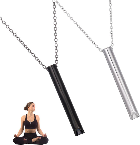 Breathing Necklace, 2 Pieces Quit Smoking Necklace, Stainless Steel Anxiety Necklace, Easy Way to Quit V1259-DP01-A-4260