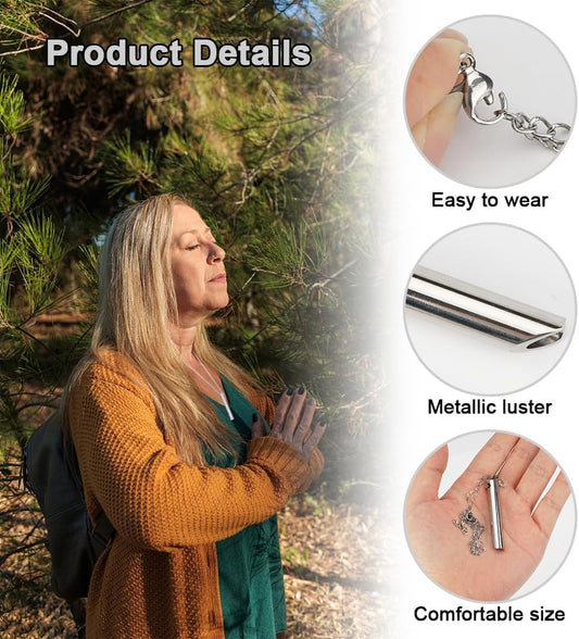 Breathing Necklace, 2 Pieces Quit Smoking Necklace, Stainless Steel Anxiety Necklace, Easy Way to Quit V1259-DP01-A-4260