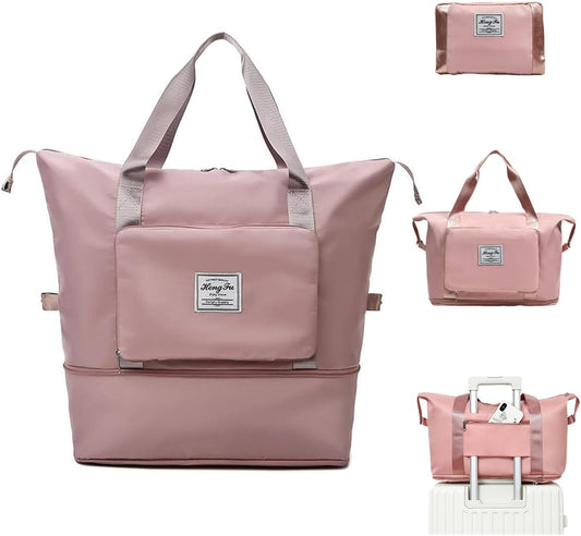 Foldable Travel Duffel Bag for Women, Large Capacity Folding Sports Gym Bag, Lightweight Waterproof Bag V1259-DP01-A-4263