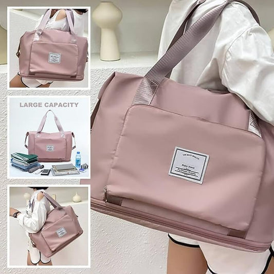 Foldable Travel Duffel Bag for Women, Large Capacity Folding Sports Gym Bag, Lightweight Waterproof Bag V1259-DP01-A-4263