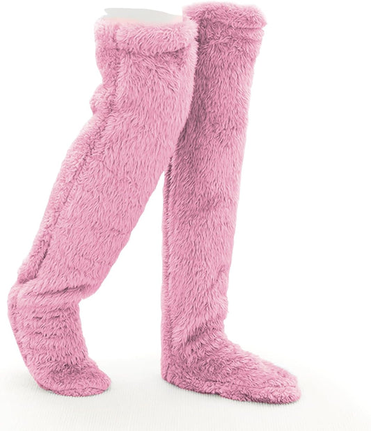 Over Knee High Fuzzy Socks Plush Slipper Stockings Furry Long Leg Warmers Winter Air-Conditioned Home V1259-DP01-A-4266