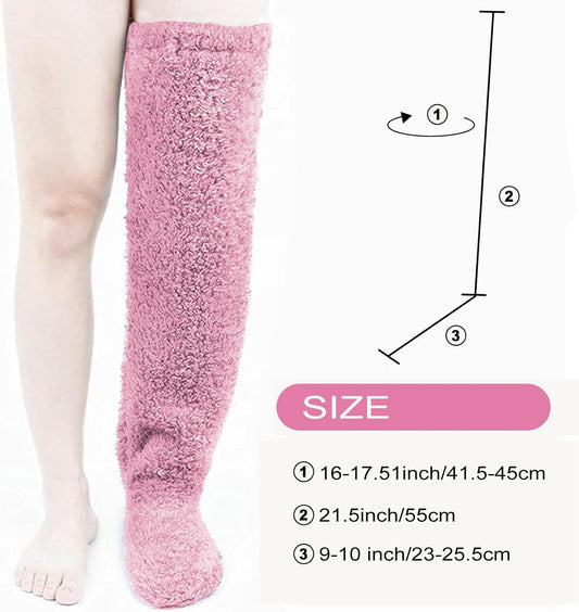Over Knee High Fuzzy Socks Plush Slipper Stockings Furry Long Leg Warmers Winter Air-Conditioned Home V1259-DP01-A-4266