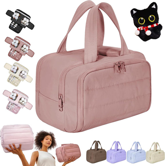 Elouva Toiletry Bag, Elouva Large Capacity Wide-Open Travel Cosmetic Bag, 0.6lb Lightweight Toiletry Bag for V1259-DP01-A-4267