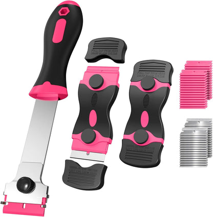 3 Pack Razor Blade Scraper Set, Includes 30 Plastic & 30 Metal Blades, Multi-Purpose Tool for Glass, Cooktop, V1259-DP01-A-4269