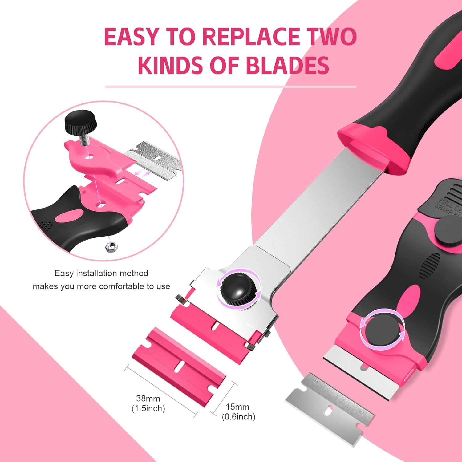 3 Pack Razor Blade Scraper Set, Includes 30 Plastic & 30 Metal Blades, Multi-Purpose Tool for Glass, Cooktop, V1259-DP01-A-4269