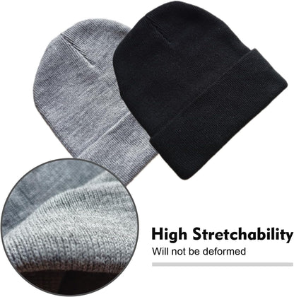 2 Pack Beanies for Men Women,Warm Winter Hat,Unisex Toque Bonnet,Knit Cuffed Beanie V1259-DP01-A-4270