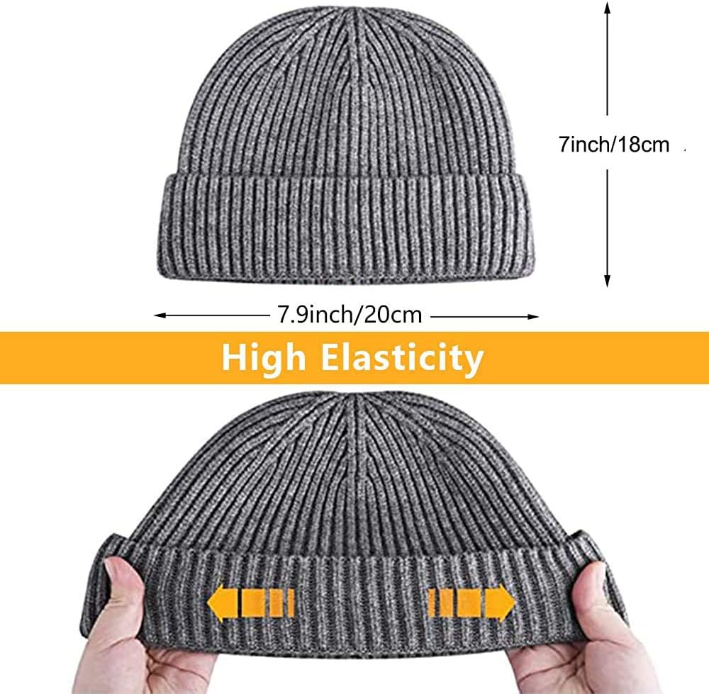 Trawler Beanie Watch Hat Roll up Edge,Winter Warm Knit Caps Fisherman Unisex V1259-DP01-A-4278