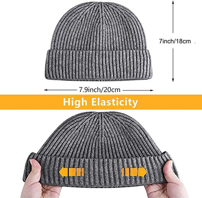 Trawler Beanie Watch Hat Roll up Edge,Winter Warm Knit Caps Fisherman Unisex V1259-DP01-A-4278