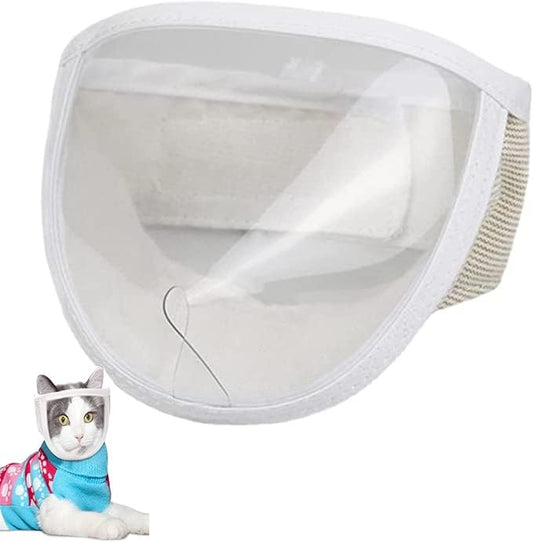 Cat Face Guard - Transparent Cat Grooming Muzzle with A Blowhole - Cotton Pet Mouth Cover Protective Cover V1259-DP01-A-4280