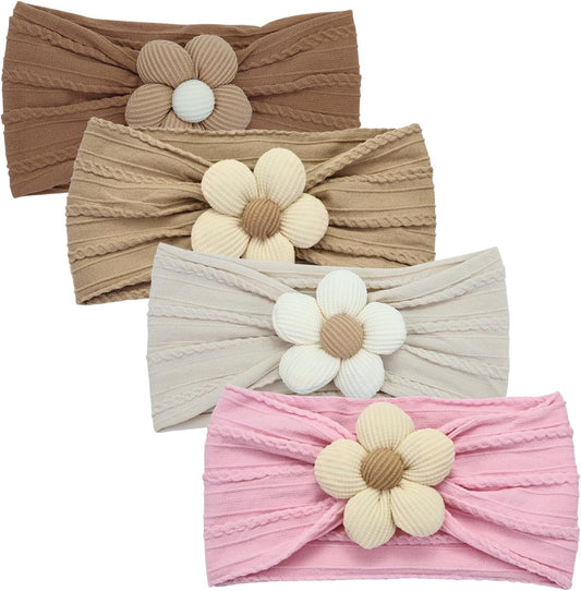 4 Pcs Baby Girls Nylon Headbands Baby Flower Headbands Soft Hairbands Hair Accessories for Newborn Infant V1259-DP01-A-4281