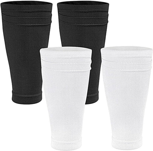 Shin Pads Sock, 2 Pairs Soccer Shin Guard Sock, Breathable Soccer Shin Guard Socks with Pockets, Shin Pads V1259-DP01-A-4283