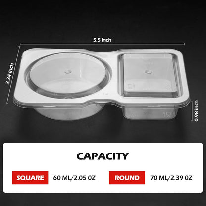 20 Set Reusable Snack Containers, 2-Compartment Dipping Containers with Lid for Refrigeration, Portion V1259-DP01-A-4284