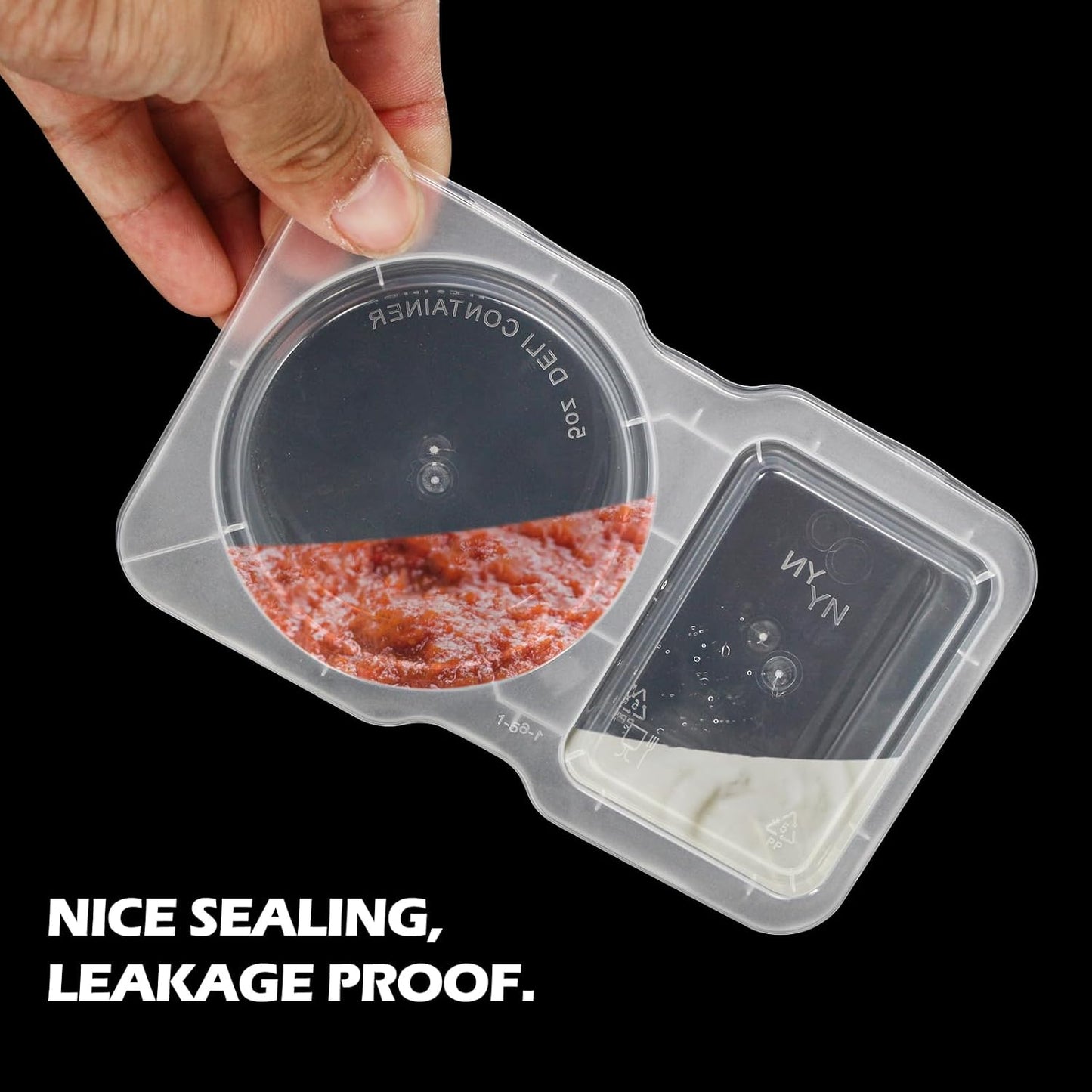 20 Set Reusable Snack Containers, 2-Compartment Dipping Containers with Lid for Refrigeration, Portion V1259-DP01-A-4284