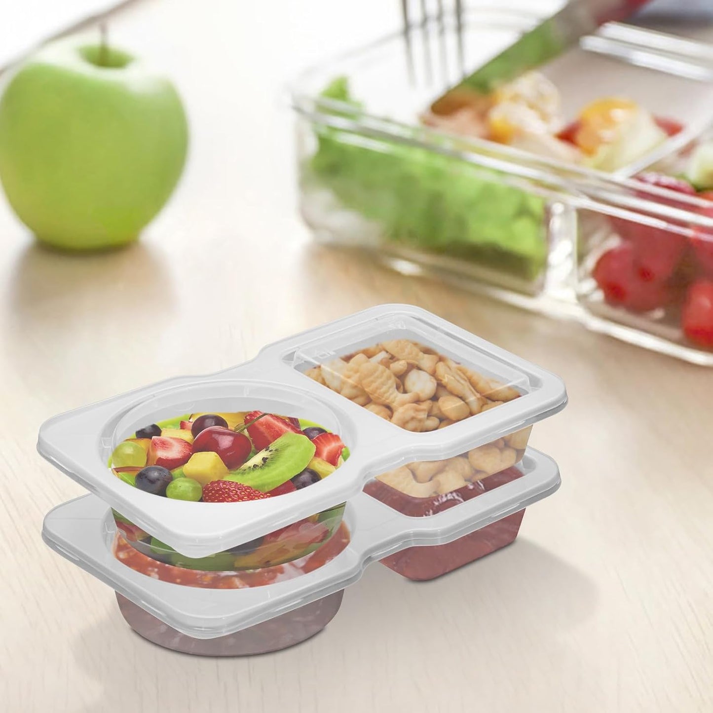 20 Set Reusable Snack Containers, 2-Compartment Dipping Containers with Lid for Refrigeration, Portion V1259-DP01-A-4284