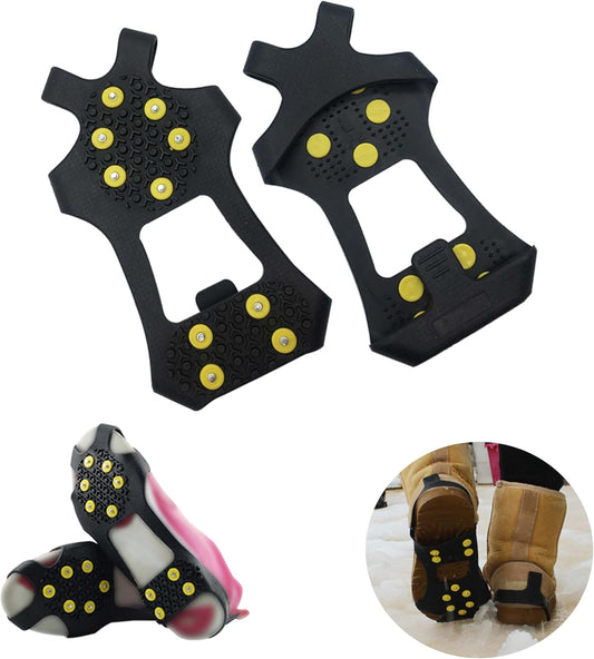 Ice Cleats Snow Traction Cleats Crampons for Shoe and Boots Non-Slip Overshoe for Walking on Snow and Ice V1259-DP01-A-4288