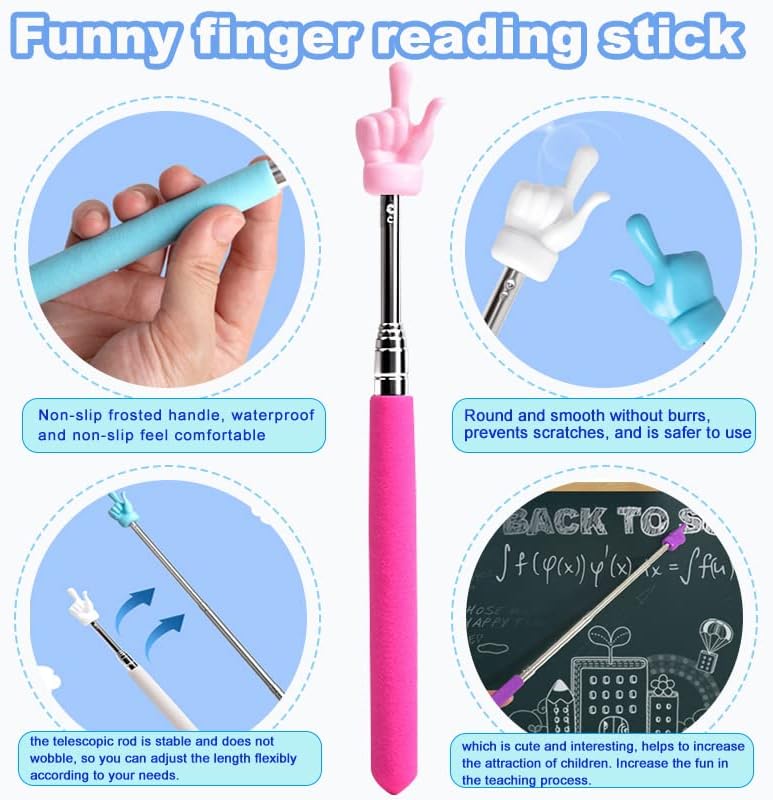 4 Pcs Telescopic Teachers Pointer, Extendable Whiteboard Finger Pointer Stick, Mini Retractable Classroom V1259-DP01-A-4299