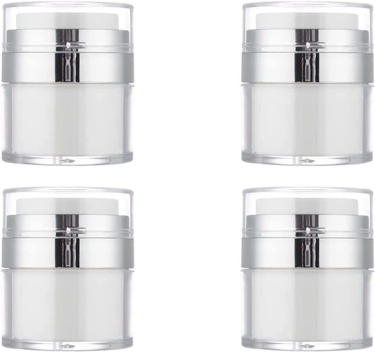 4Pack Empty Airless Pump Jar Portable Refillable Travel Size Cream Jar Vacuum Bottle Lotion Jar with Pump Lid V1259-DP01-A-4308