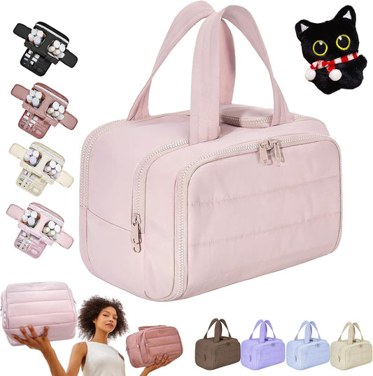 Elouva Toiletry Bag, Elouva Large Capacity Wide-Open Travel Cosmetic Bag, 0.6lb Lightweight Toiletry Bag for V1259-DP01-A-4309