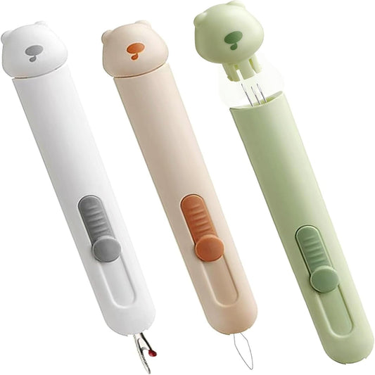 3 Pcs 3 in 1 Automatic Needle Threaders and Seam Ripper with Stainless Steel Blade for Hand Sewing, Knitting, V1259-DP01-A-4313