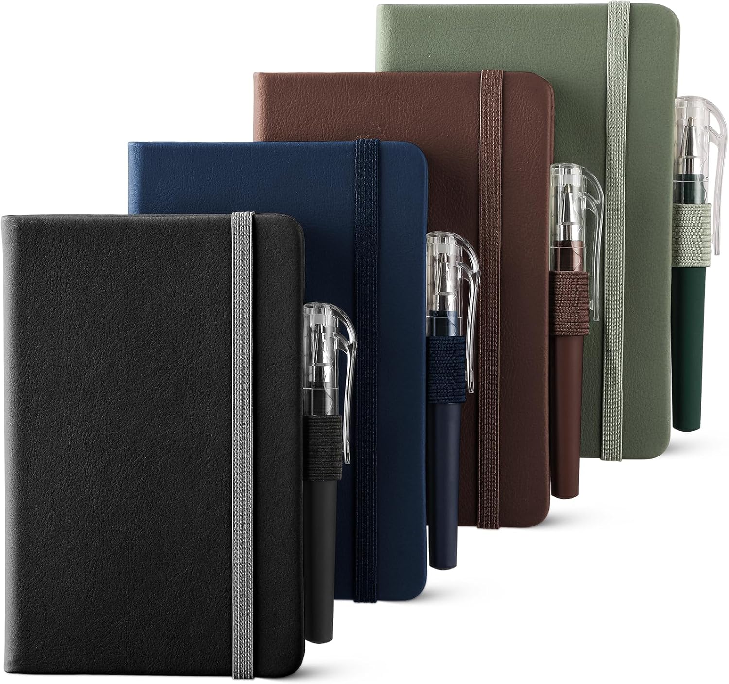 4 Pack Small Notebook Pocket Notebook, A6 Mini Leather Hardcover Journal, 3.7" X 5.7", 416 Pages Note Pads, V1259-DP01-A-4328