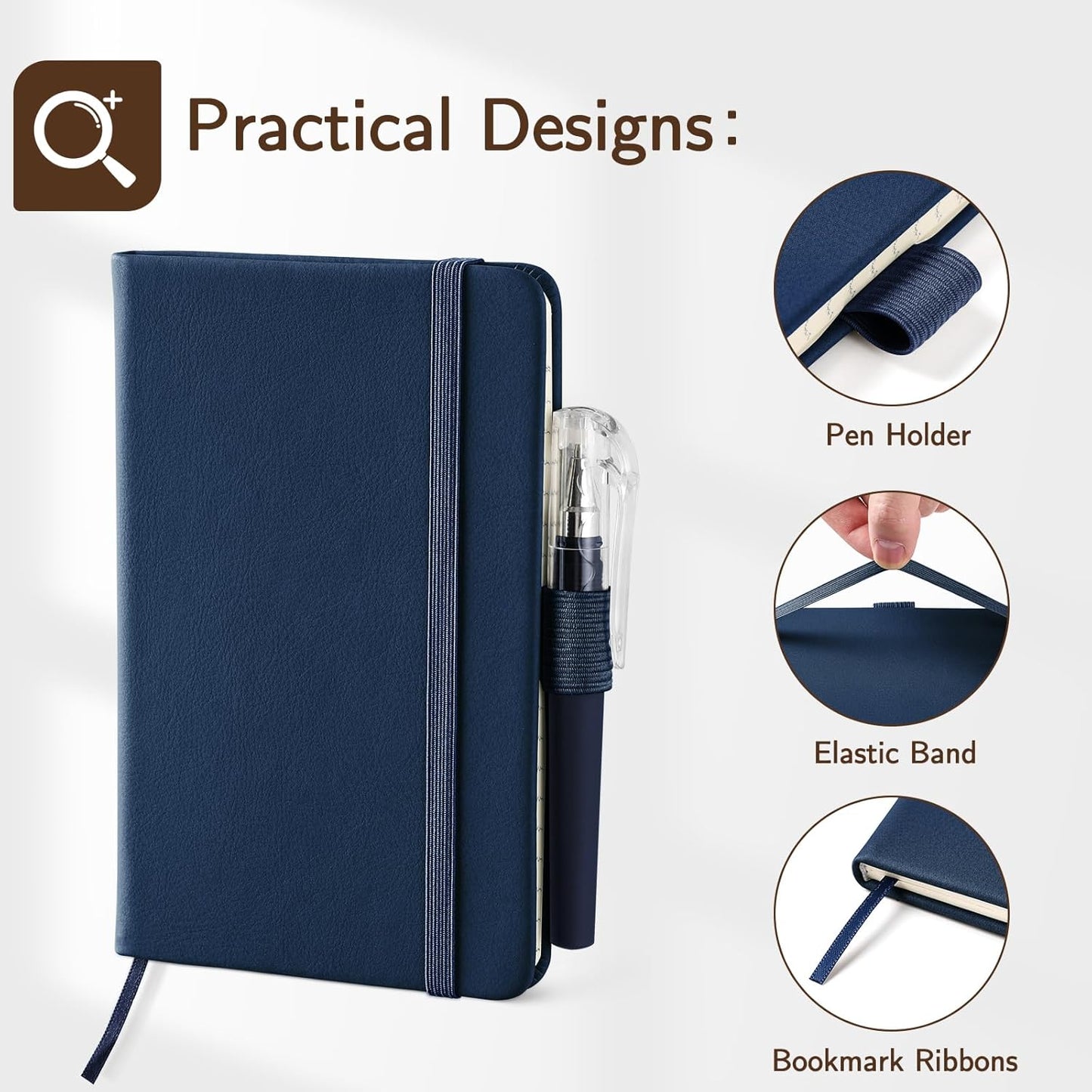 4 Pack Small Notebook Pocket Notebook, A6 Mini Leather Hardcover Journal, 3.7" X 5.7", 416 Pages Note Pads, V1259-DP01-A-4328
