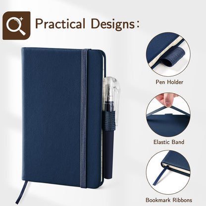 4 Pack Small Notebook Pocket Notebook, A6 Mini Leather Hardcover Journal, 3.7" X 5.7", 416 Pages Note Pads, V1259-DP01-A-4328