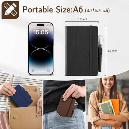 4 Pack Small Notebook Pocket Notebook, A6 Mini Leather Hardcover Journal, 3.7" X 5.7", 416 Pages Note Pads, V1259-DP01-A-4328