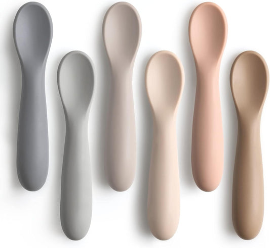 6 Pack Baby Spoons, Shorter Length for Self Feeding, First Stage Food Grade Silicone, 6+ Months, Training V1259-DP01-A-4331