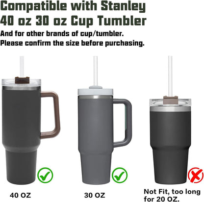 Replacement Straw Compatible with Stanley 40 oz 30 Cup Tumbler, 6 Pack Reusable Cleaning Brush, Plastic, V1259-DP01-A-4333