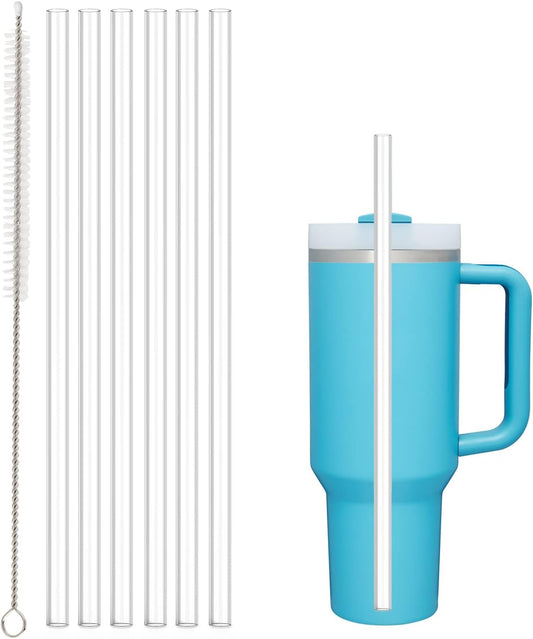 Replacement Straw Compatible with Stanley 40 oz Cup Tumbler, 6 Pack Straws Cleaning Brush for Adventure V1259-DP01-A-4336