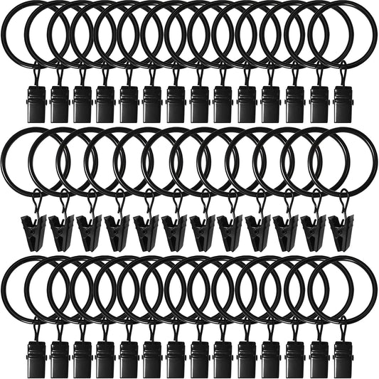 40 Pack Curtain Rings with Clips, Drapery Clips Rings, Drapes 1.26 in Interior Diameter, Fits up to 1 Rod, V1259-DP01-A-4345
