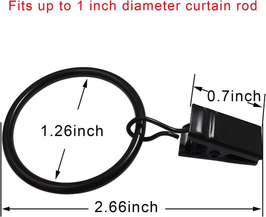 40 Pack Curtain Rings with Clips, Drapery Clips Rings, Drapes 1.26 in Interior Diameter, Fits up to 1 Rod, V1259-DP01-A-4345