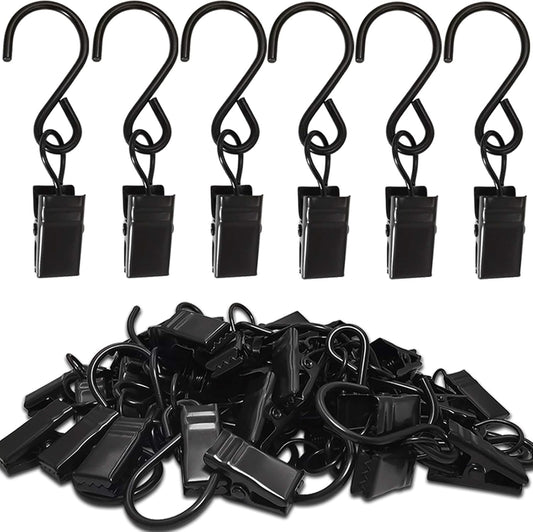 Stainless Steel S Hooks Curtain Clips, 50 Pack Hanging Party Lights Clips Hangers Gutter Photo, Art Craft V1259-DP01-A-4346