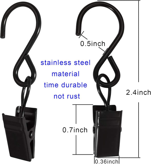 Stainless Steel S Hooks Curtain Clips, 50 Pack Hanging Party Lights Clips Hangers Gutter Photo, Art Craft V1259-DP01-A-4346