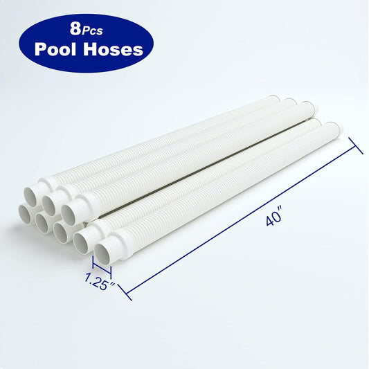 Vacuum Hose/Replacement Pool Hose -1.5" 8 Hoses for Pool,Spa White - V1259-DP01-A-4351