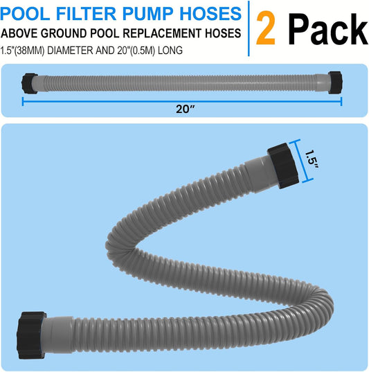 1.5" x 20" Pool Hose Replacement, Pack of 2 - Compatible with Above Ground Pools Filter Pump Hoses, Sand V1259-DP01-A-4352