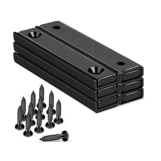 80lbs Neodymium Bar Magnets with Screws Holes, Strong Cabinet for Closure, Rare Earth Magnetic Rectangle V1259-DP01-A-4370