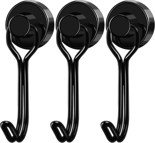 Black Magnet Hooks, 25LBS Swivel Magnetic Hooks for Hanging, Strong Cruise Cabins, Grill, Refrigerator, V1259-DP01-A-4371