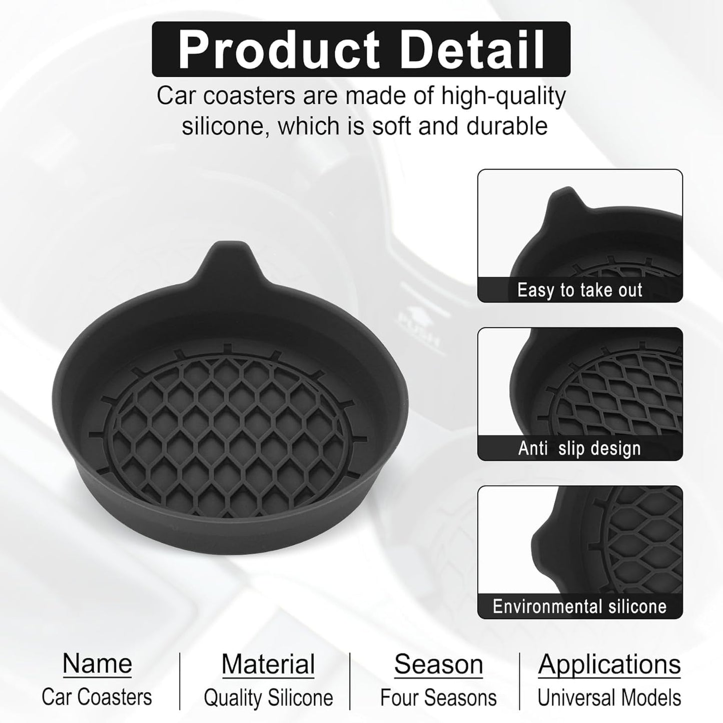 Car Cup Holder Coaster, Silicone Insert, Universal Non-Slip Holders, Accessories Interior for Women and Man V1259-DP01-A-4376