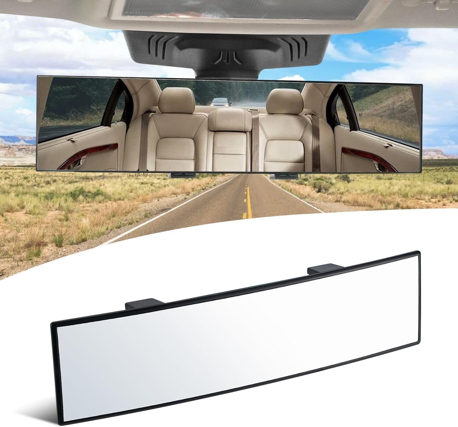 Interior Rearview Mirrors, Universal Panoramic Car Rear View Mirror Accessories, Wide Angle Reduce Blind Spot V1259-DP01-A-4390